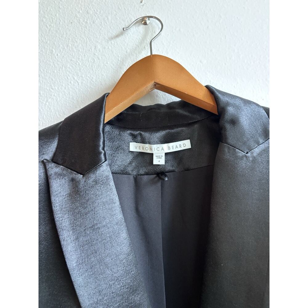 Veronica Beard Athens Black Shiny Satin Dickey Blazer Jacket Sz 4 - Picture 5 of 8
